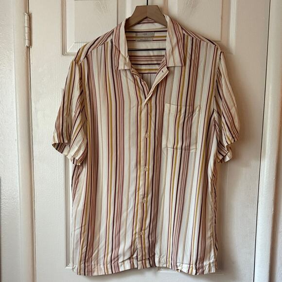 Mango Man Striped Bowling Fluid Shirt size large - Picture 1 of 4
